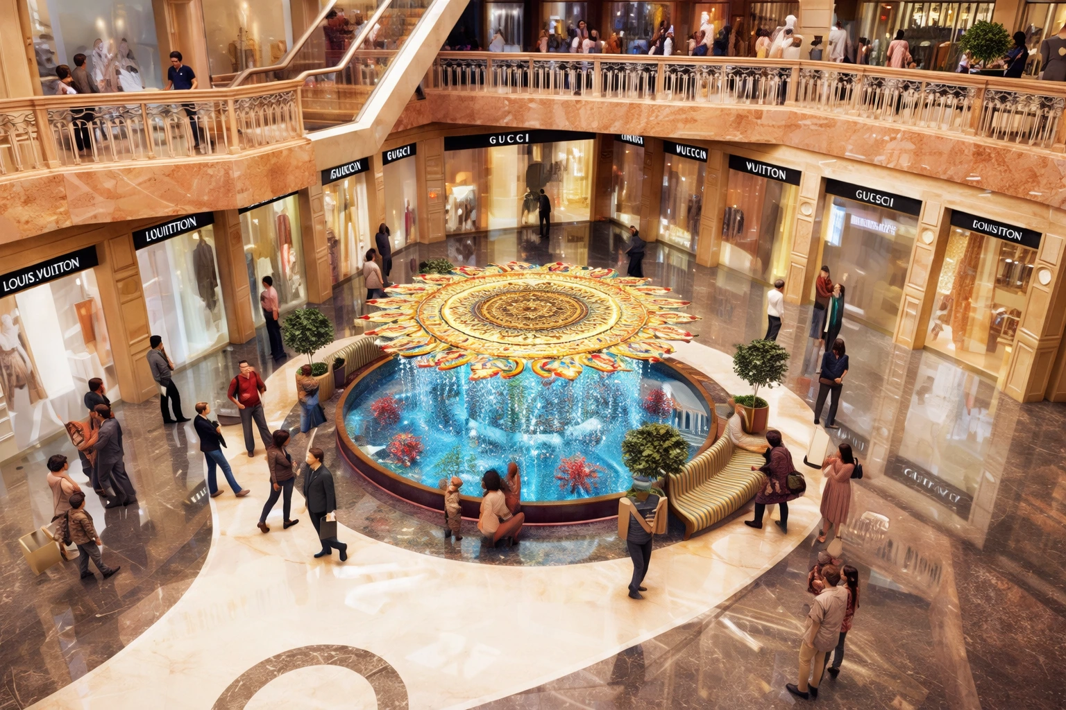BeTogether Courtyard Vrindavan interior – food court and atrium view